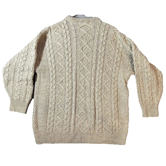 Aran Sweater Market Men’s New Marino Wool Chunky Cable Knit Fisherman Large - Picture 6 of 6